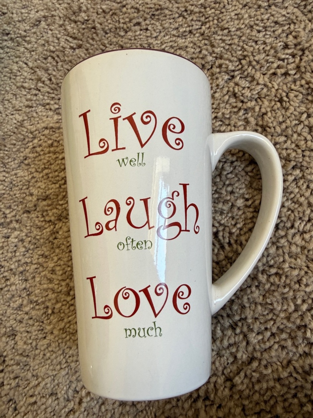White "Live Laugh Love" Ceramic Coffee Mug